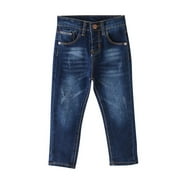 Toddler Kids Boys Adjustable High Waist Jeans Straight Slim Denim Pant with Pockets